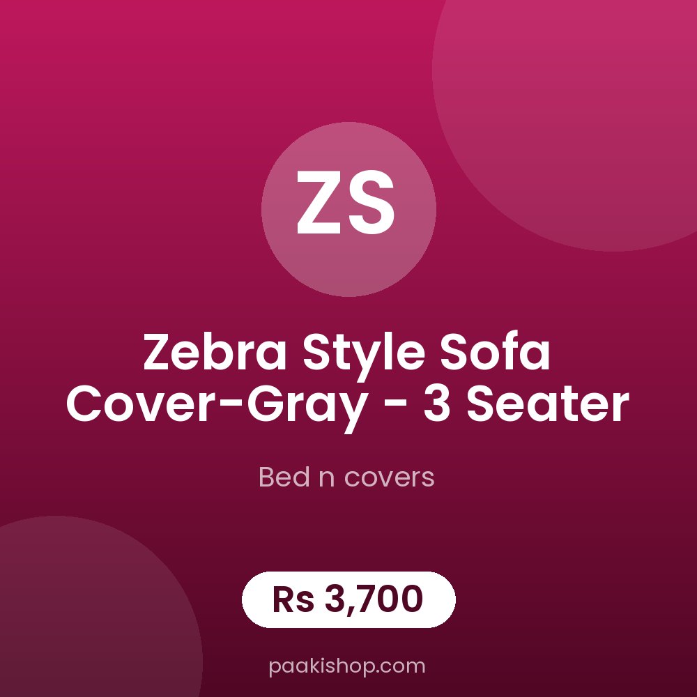 Zebra Style Sofa Cover-Gray - 3 Seater
