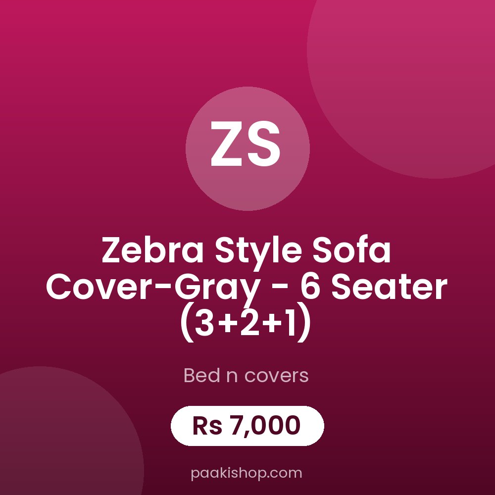 Zebra Style Sofa Cover-Gray - 6 Seater (3+2+1)