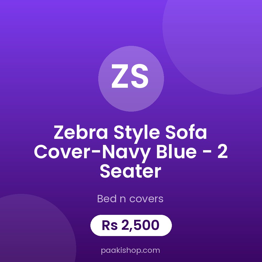Zebra Style Sofa Cover-Navy Blue - 2 Seater