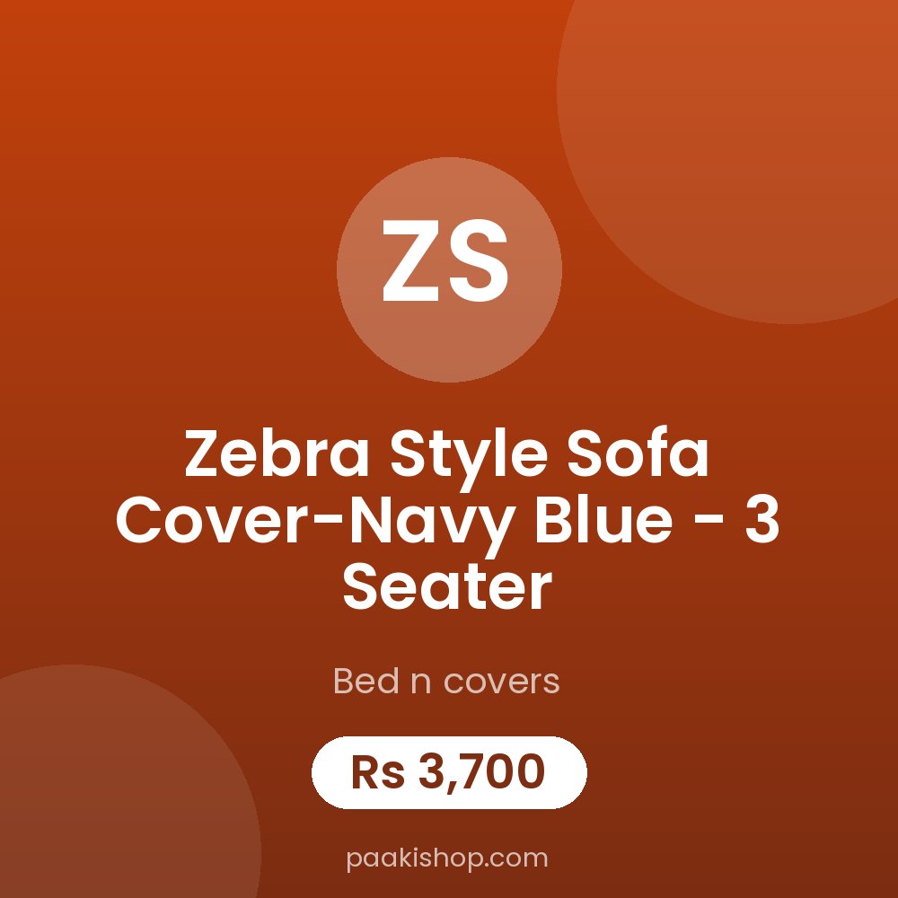 Zebra Style Sofa Cover-Navy Blue - 3 Seater