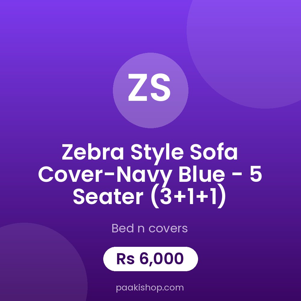 Zebra Style Sofa Cover-Navy Blue - 5 Seater (3+1+1)