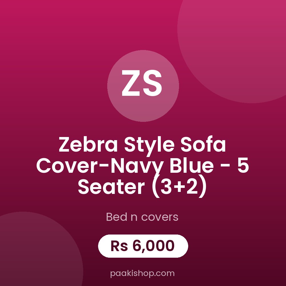 Zebra Style Sofa Cover-Navy Blue - 5 Seater (3+2)