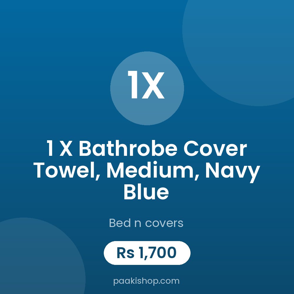 1 x Bathrobe Cover Towel, Medium, Navy Blue