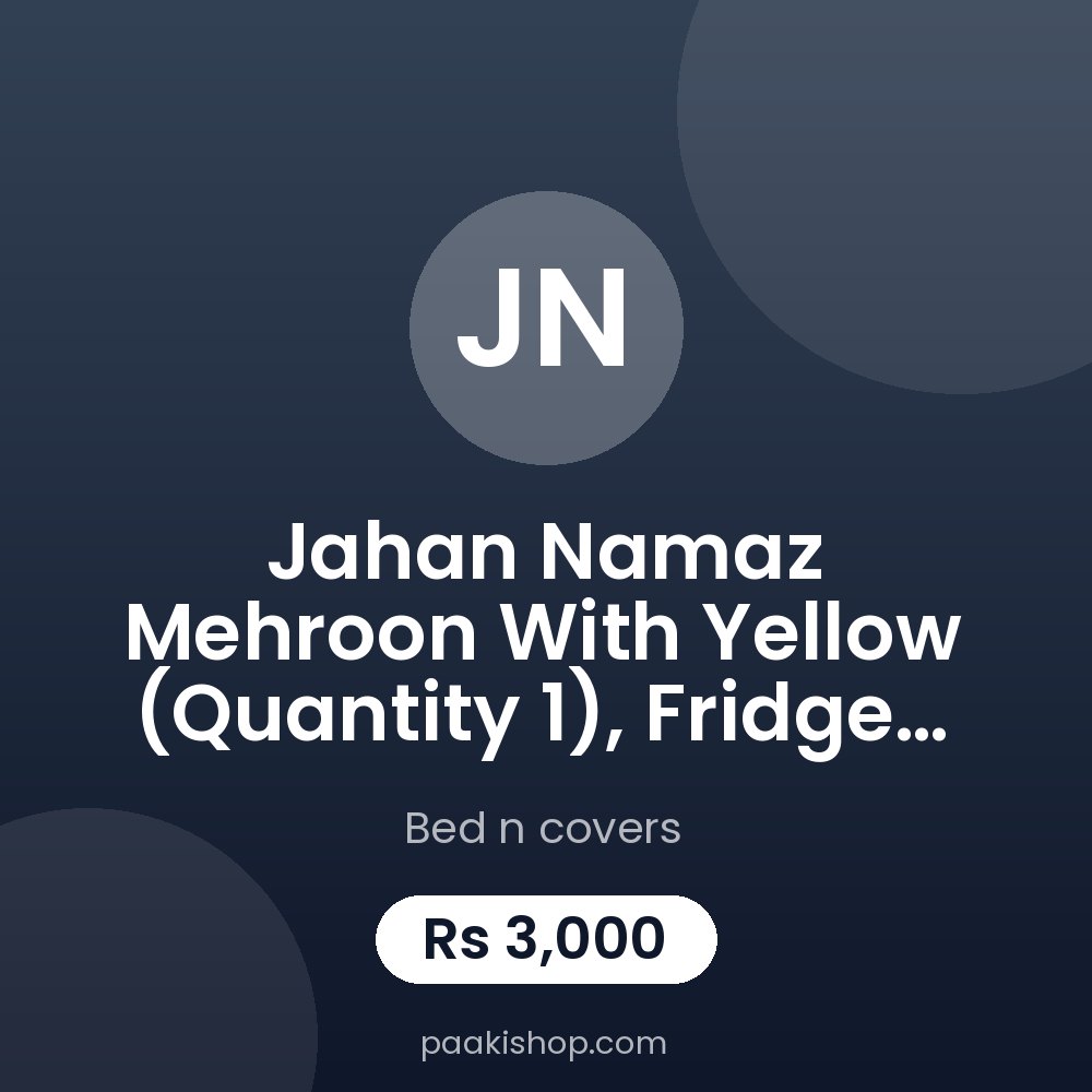 Jahan Namaz Mehroon with Yellow (Quantity 1), Fridge Cover Black (Quantity 1), Floor Matt Blue & Sky Blue (Quantity 2)