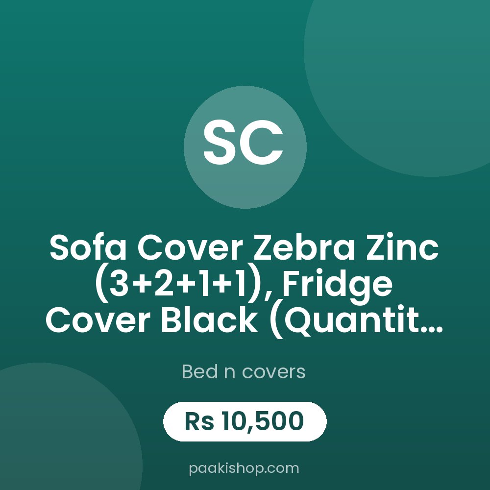 Sofa Cover Zebra Zinc (3+2+1+1), Fridge Cover Black (Quantity 1), Air Cooler Cover Medium (Quantity 1)