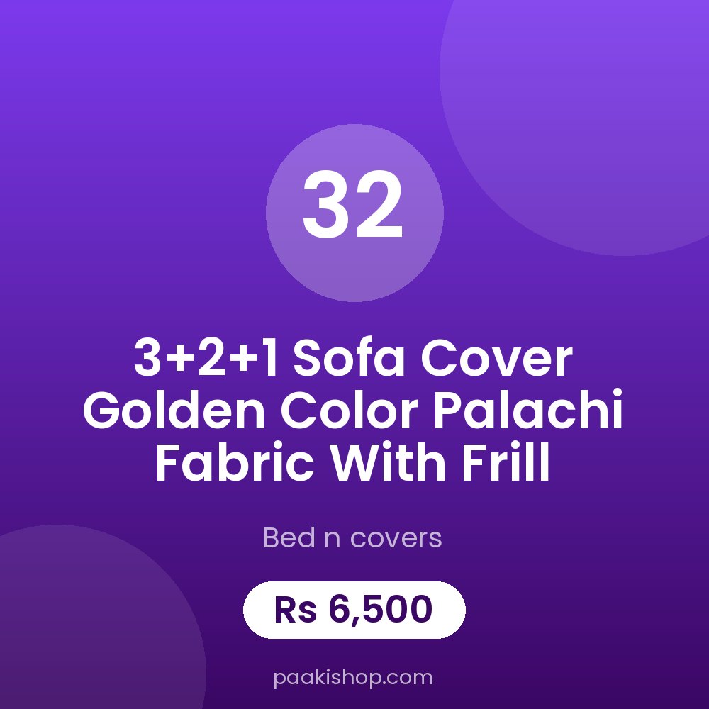 3+2+1 sofa cover golden color Palachi fabric with frill